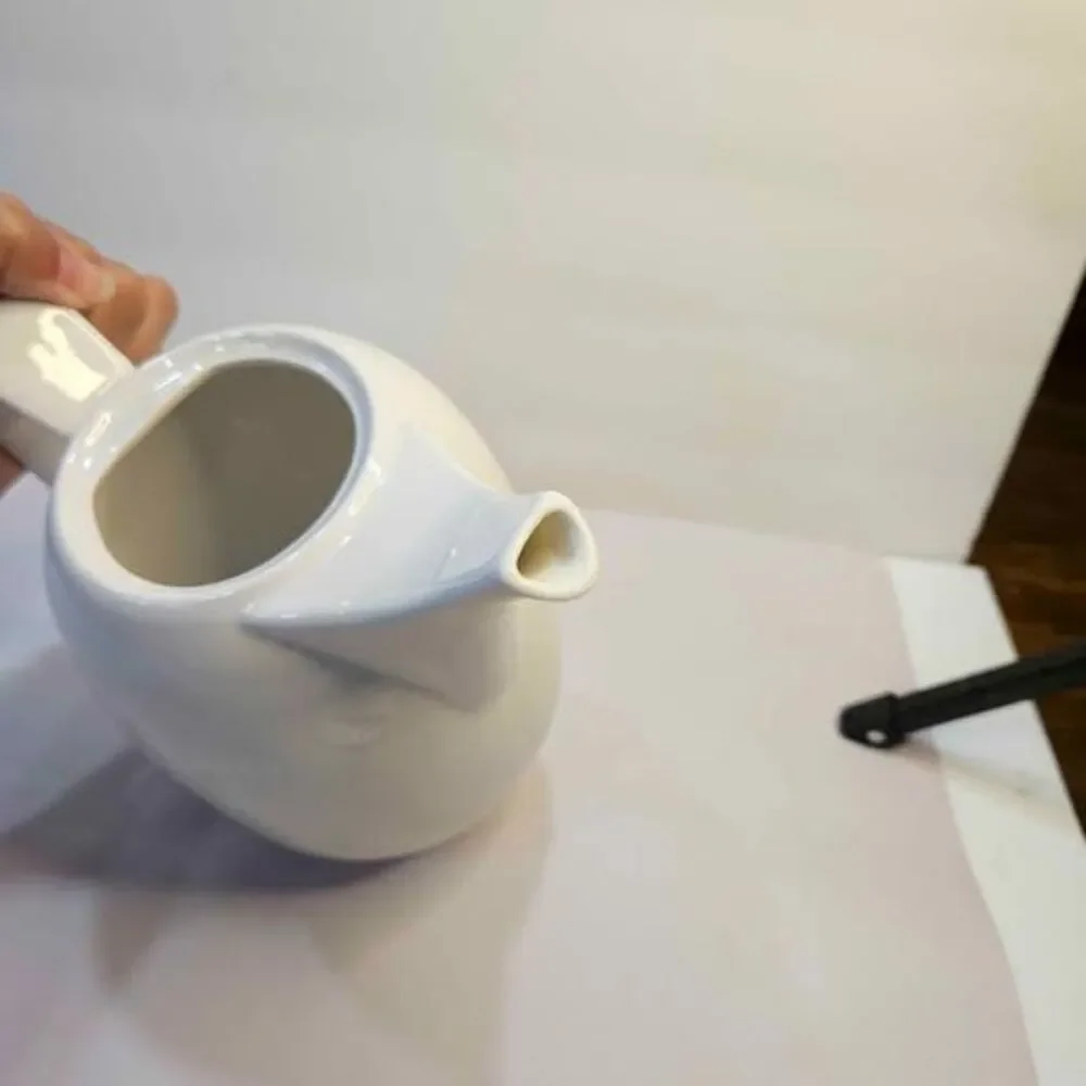 Palm White Ceramic Teapot